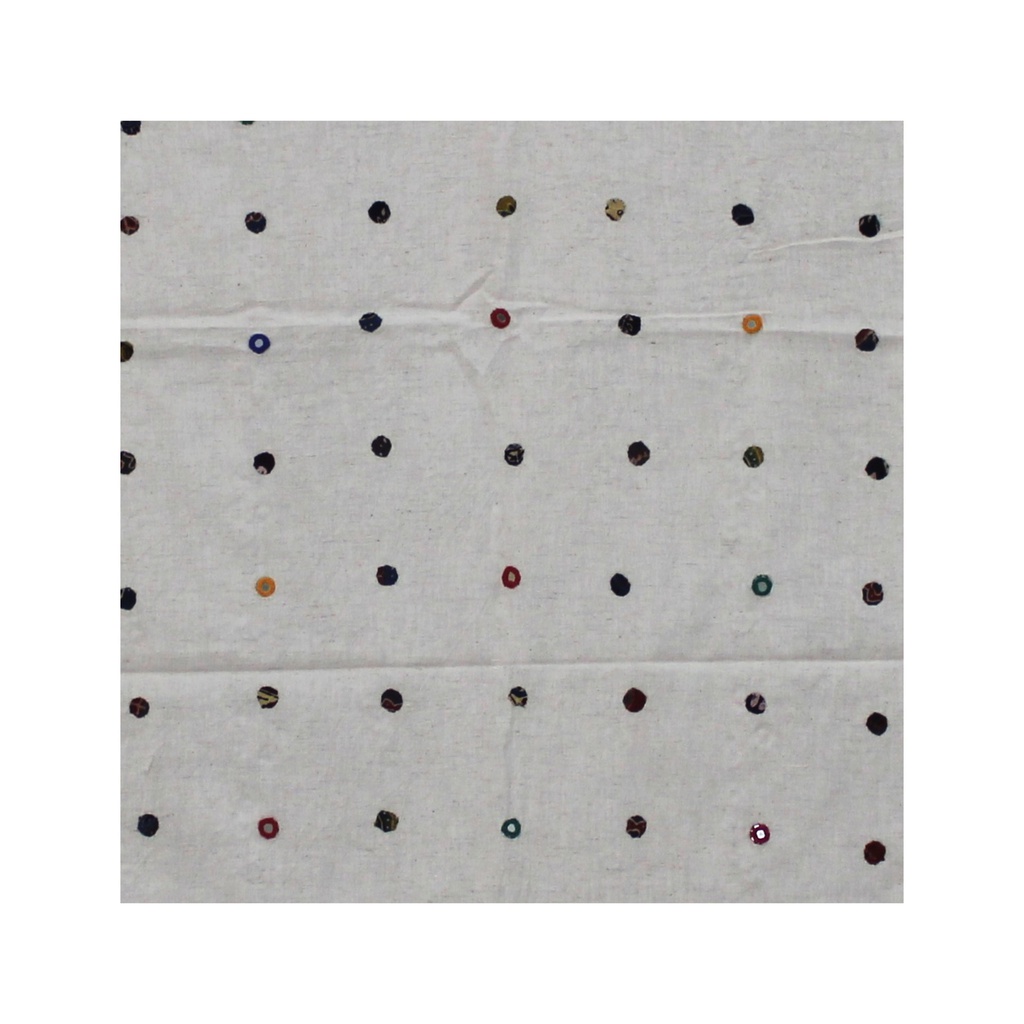 Handcrafted Off-White Khadi Patch Work Stole with Tassels