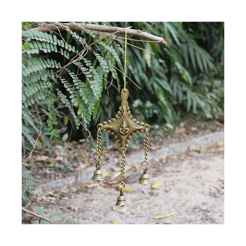 Handcrafted Brass Lord Ganesha Door Hanging with Bells