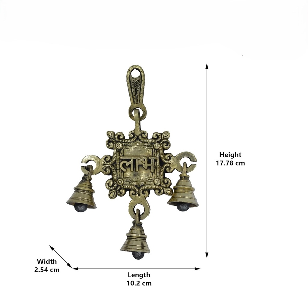 Handcrafted Brass Shubh Hanging with Bells | Traditional Door &amp; Temple Décor