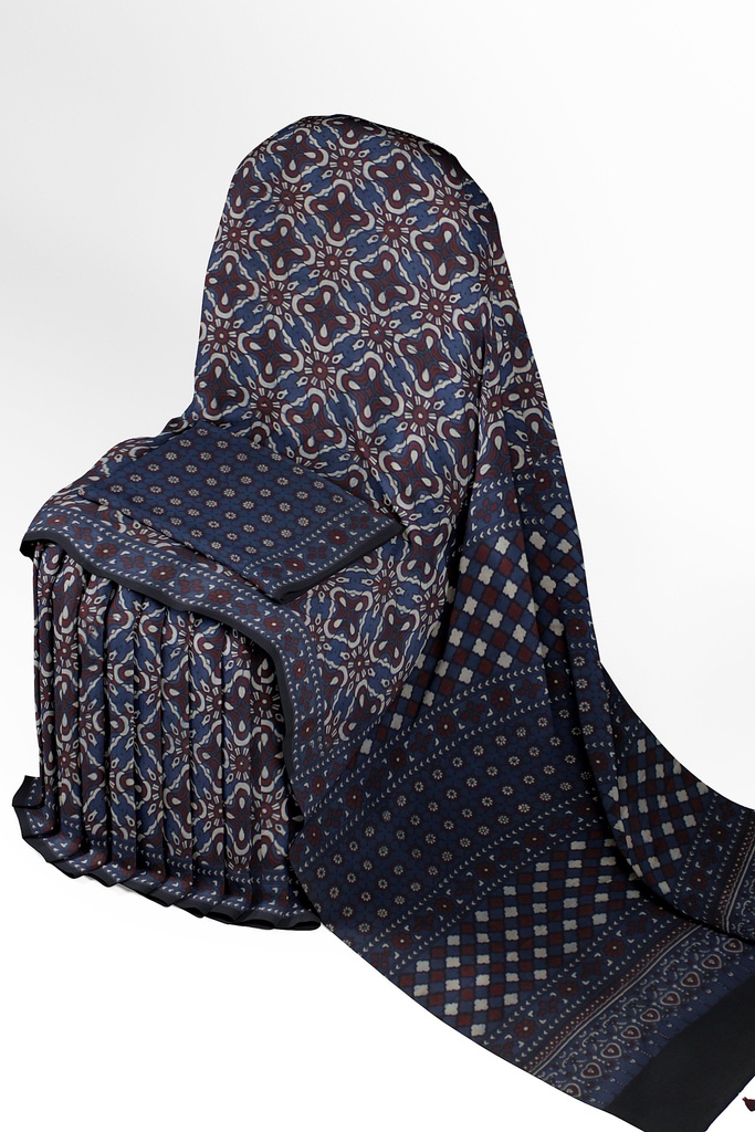 Ajrakh Hand Block Print Cotton Saree