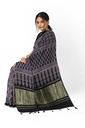 Handcrafted Ajrakh Block Print Modal Silk Saree