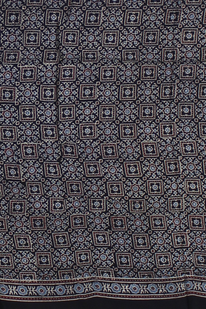 Handcrafted Ajrakh Block Print Modal Silk Saree