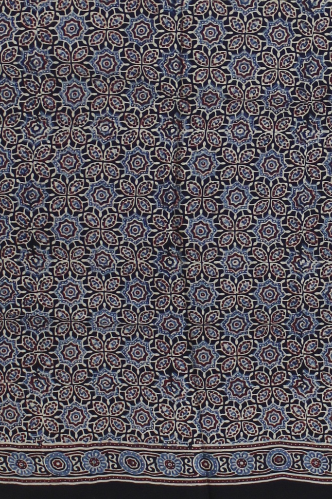 Handcrafted Ajrakh Block Print Modal Silk Saree