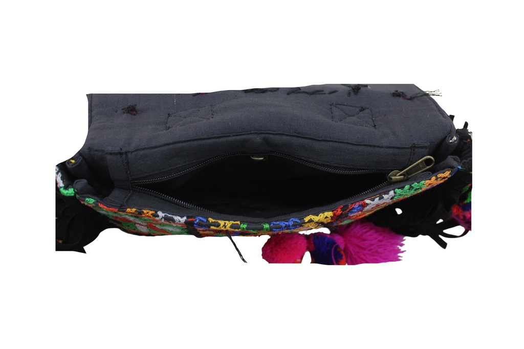Handcrafted Banjara Boho Embroidered Shell &amp; Tassel Sling Bag
