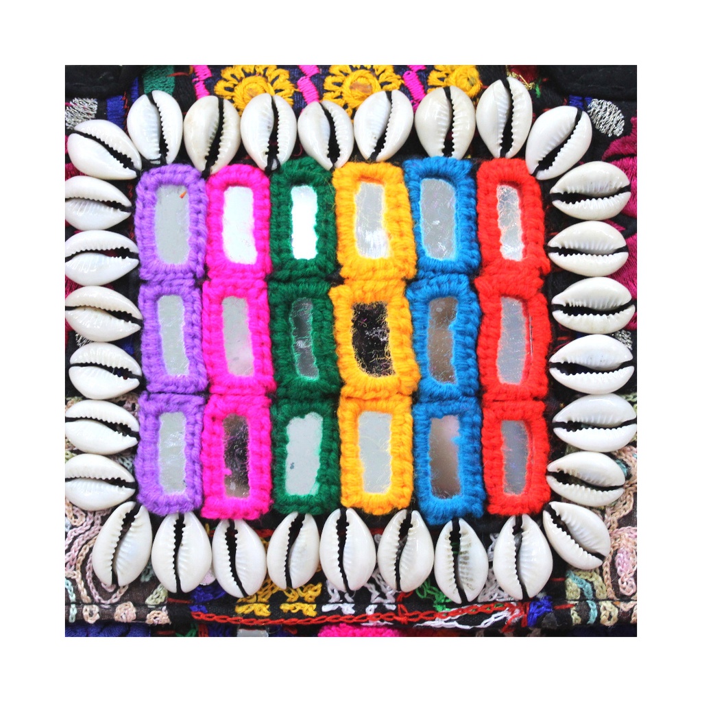 Handcrafted Banjara Boho Embroidered Shell &amp; Tassel Sling Bag