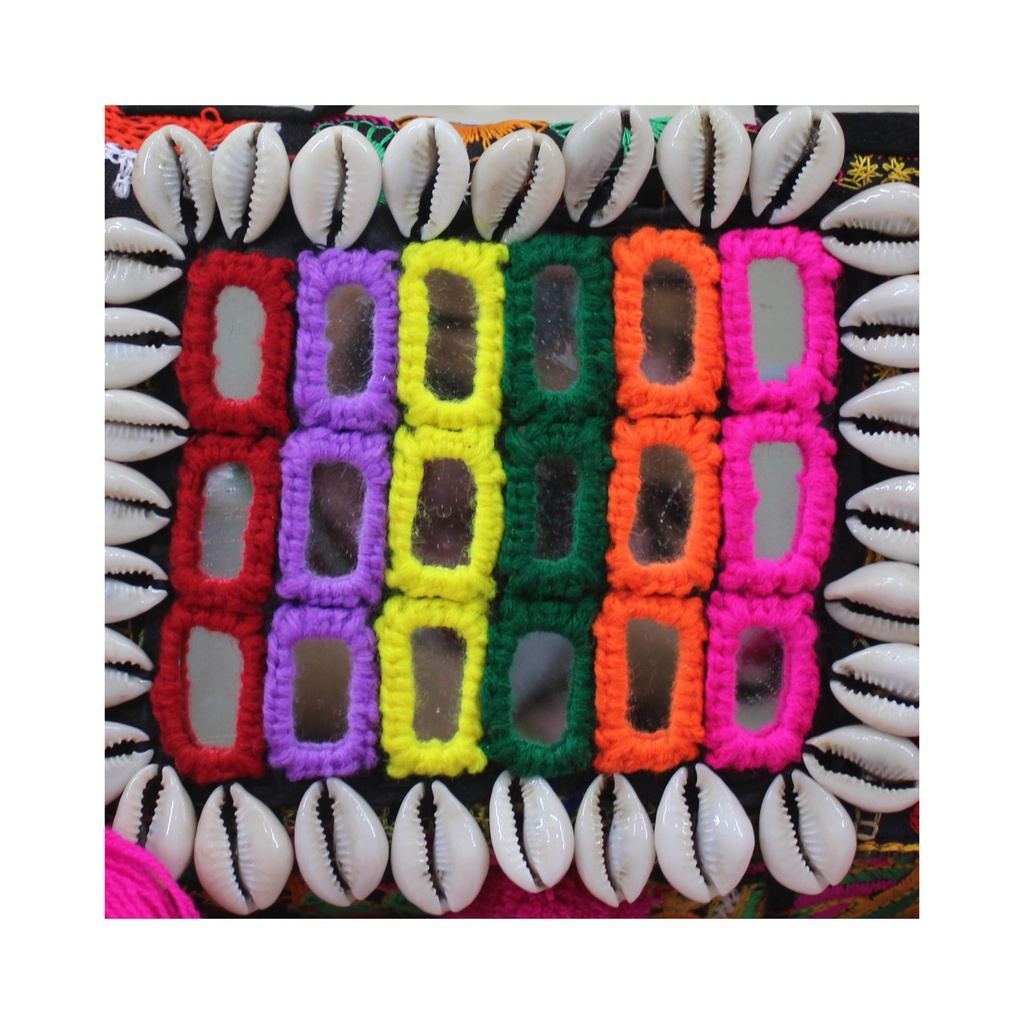Handcrafted Banjara Boho Embroidered Shell &amp; Tassel Sling Bag