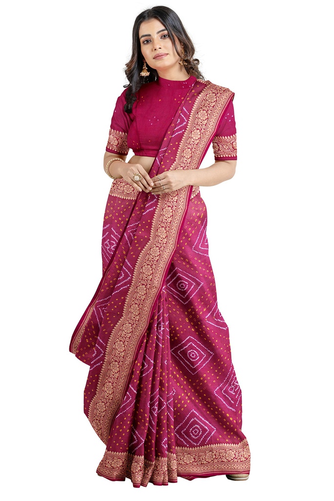 Hand Dyed Bandhani Saree
