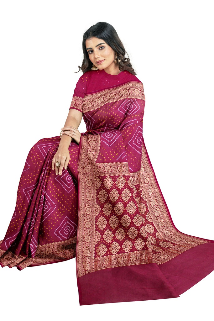 Hand Dyed Bandhani Saree