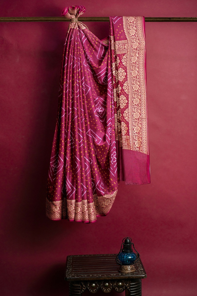 Hand Dyed Bandhani Saree