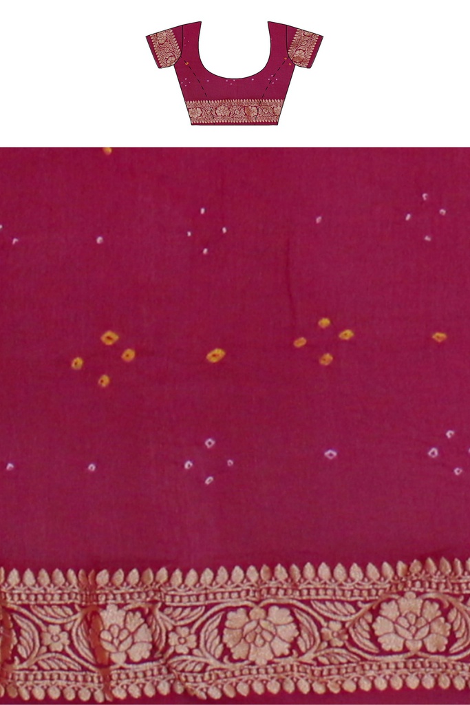 Hand Dyed  Bandhani Saree