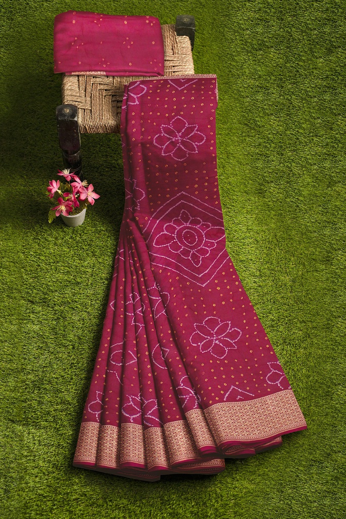 Hand Dyed Georgette Bandhani Saree
