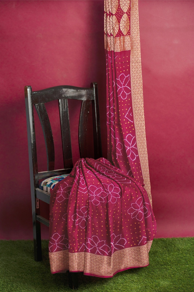 Hand Dyed Georgette Bandhani Saree