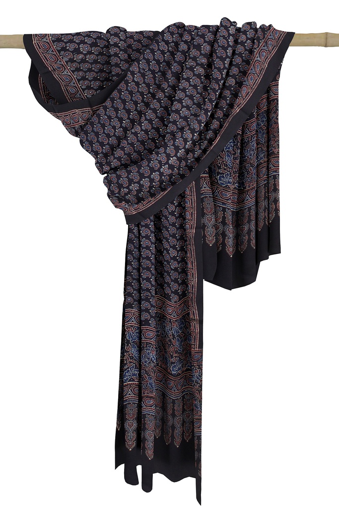 Ajrakh Hand Block Print Modal Silk Dupatta
