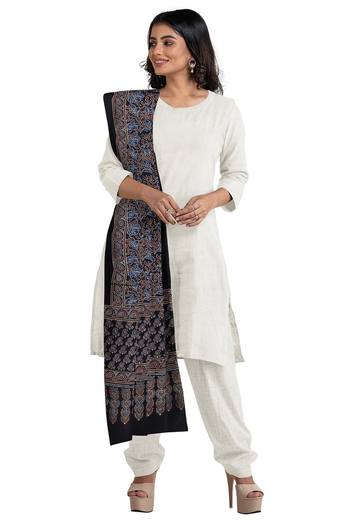 Ajrakh Hand Block Print Modal Silk Dupatta