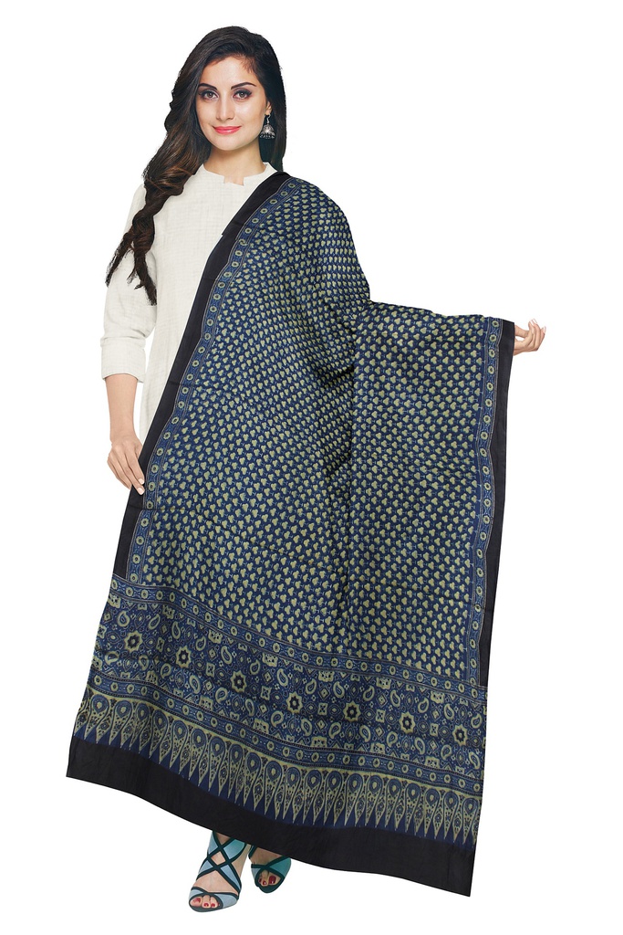 Ajrakh Hand Block Print Modal Silk Dupatta