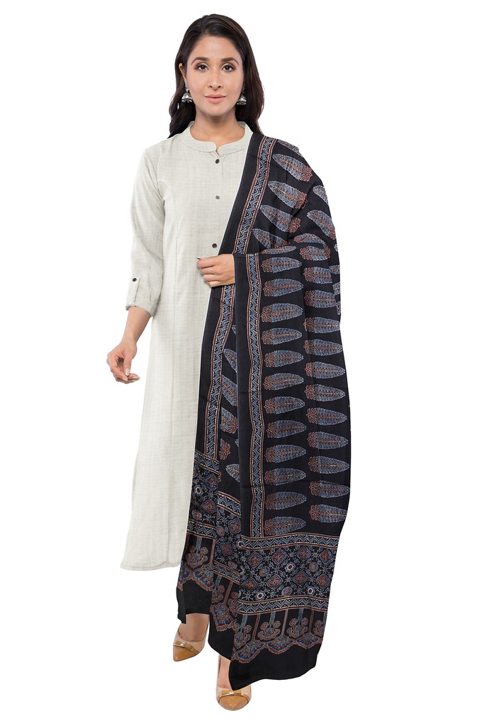 Ajrakh Hand Block Print Modal Silk Dupatta