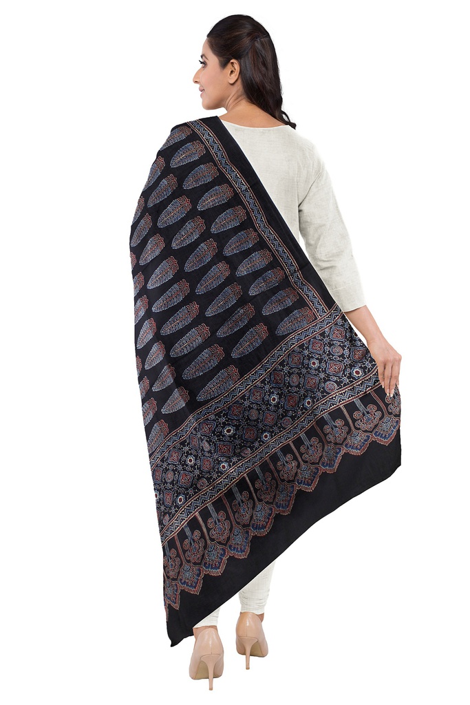 Ajrakh Hand Block Print Modal Silk Dupatta