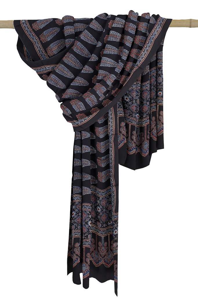 Ajrakh Hand Block Print Modal Silk Dupatta