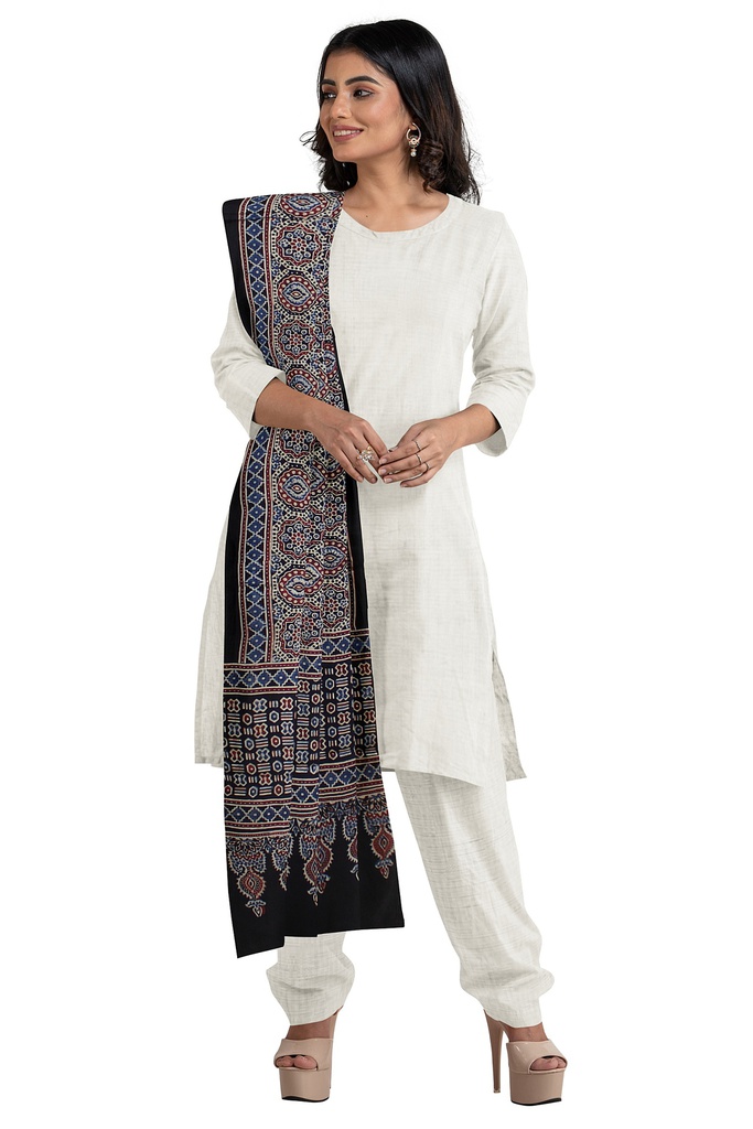 Ajrakh Hand Block Print Modal Silk Dupatta