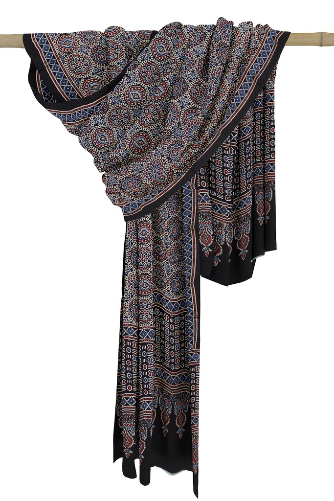 Ajrakh Hand Block Print Modal Silk Dupatta