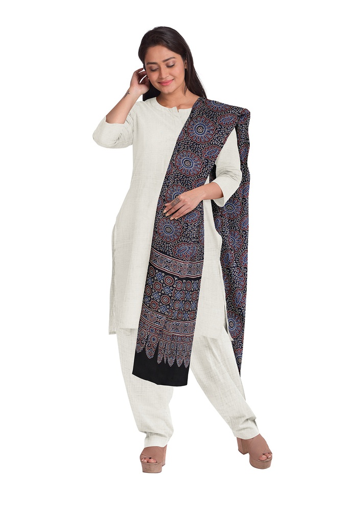 Ajrakh Hand Block Print Modal Silk Dupatta