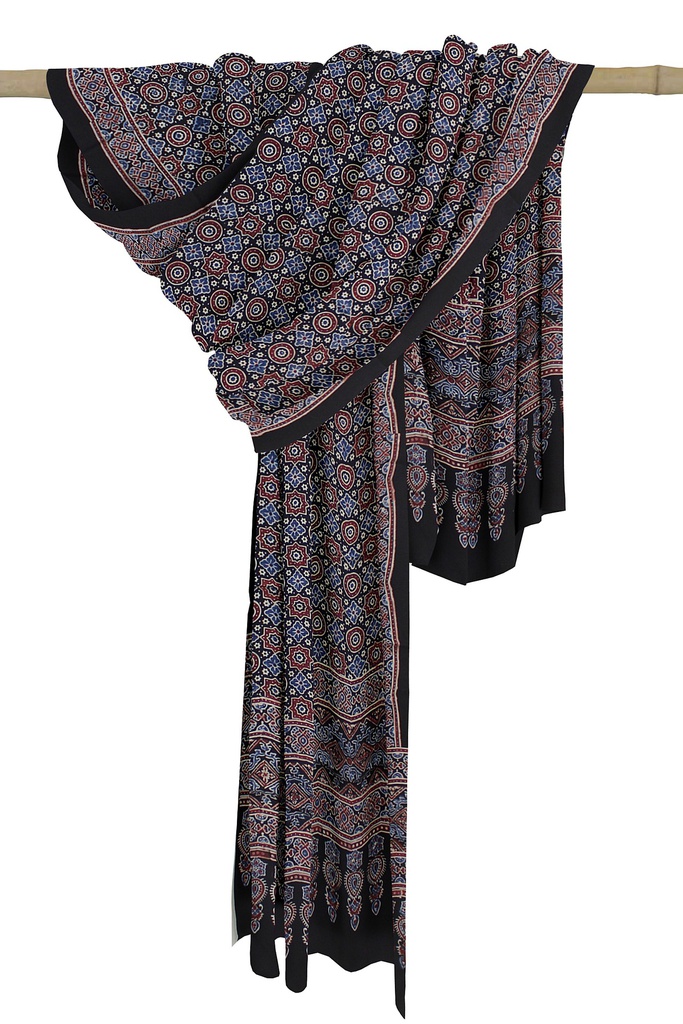 Ajrakh Hand Block Print Modal Silk Dupatta