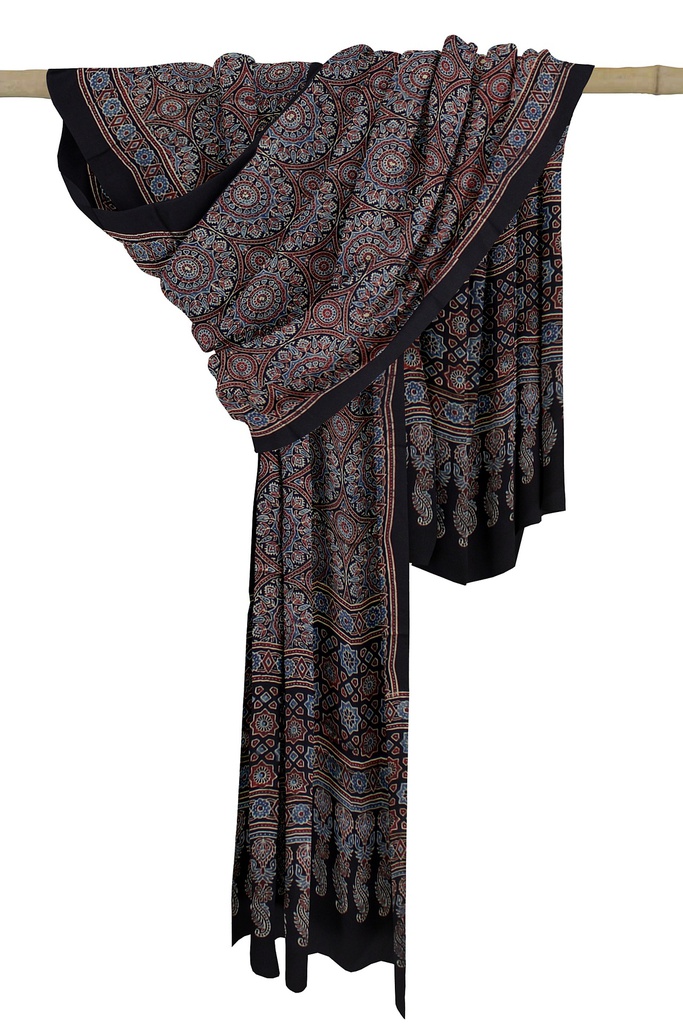 Ajrakh Hand Block Print Modal Silk Dupatta