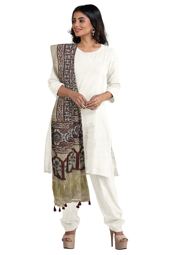 Ajrakh Hand Block Print Mashru Silk Dupatta