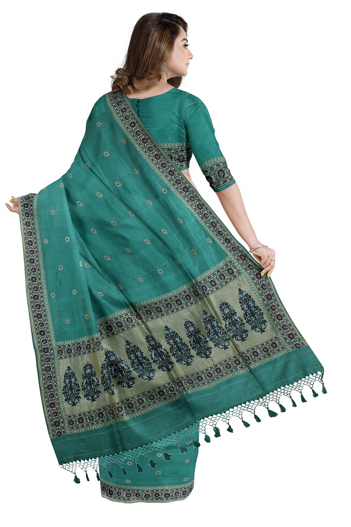 Handwoven Royal Blue Ashavali Saree with Traditional Zari Border