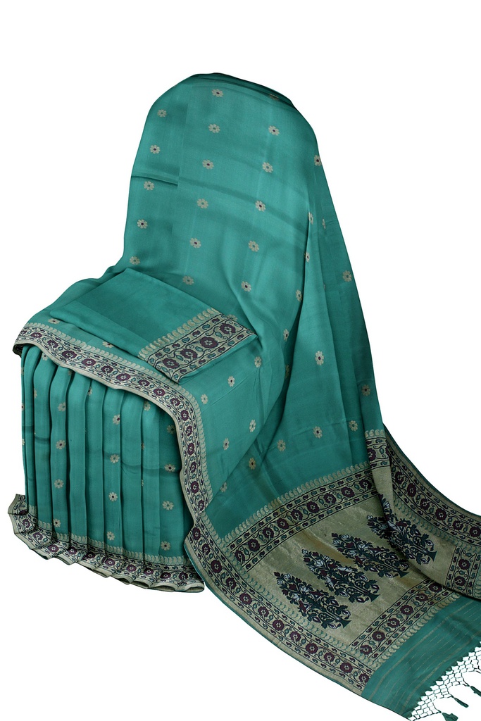 Handwoven Royal Blue Ashavali Saree with Traditional Zari Border