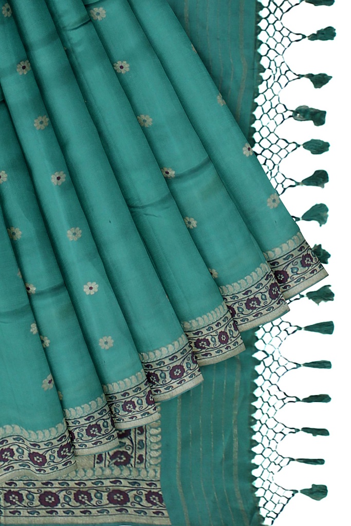 Handwoven Royal Blue Ashavali Saree with Traditional Zari Border