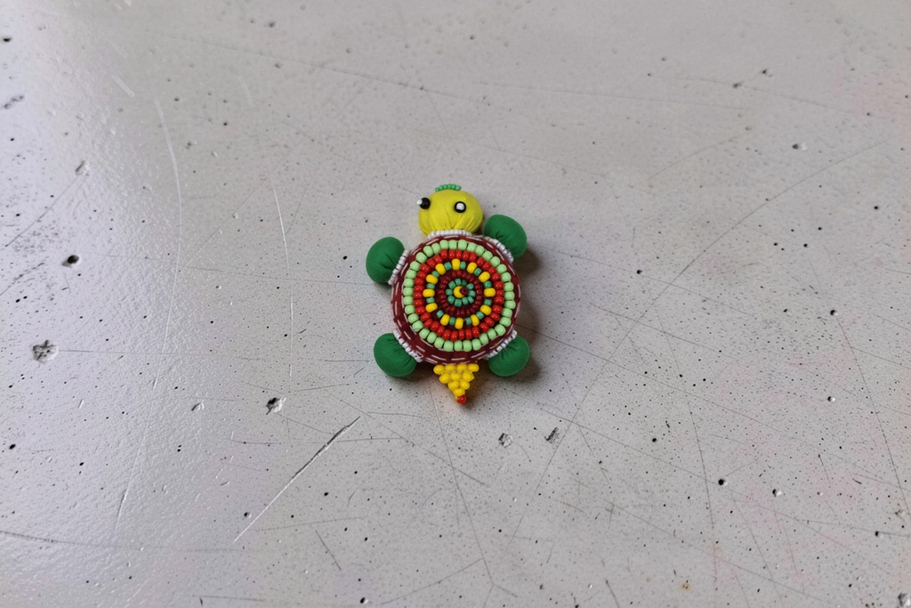 Handmade Turtle Shape Paper Weight with Bead Work