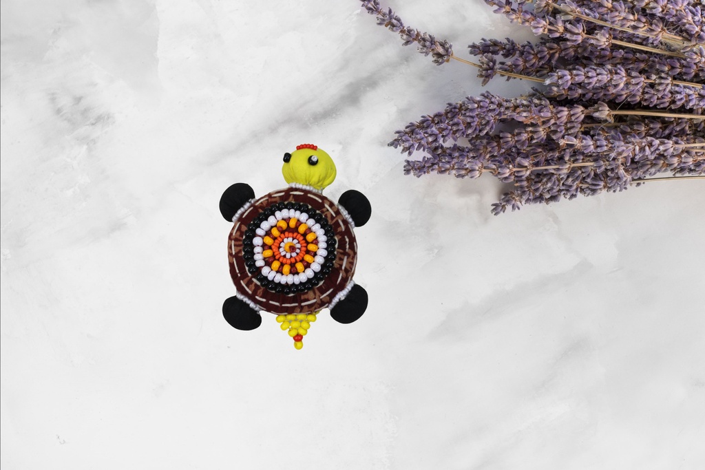 Handmade Turtle Shape Paper Weight with Bead Work