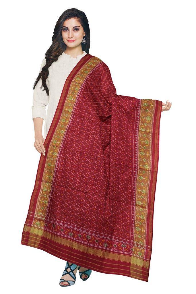 Handloom Single Ikat Patola Silk Dupatta