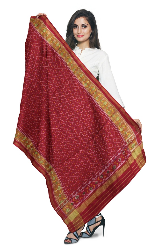 Handloom Single Ikat Patola Silk Dupatta
