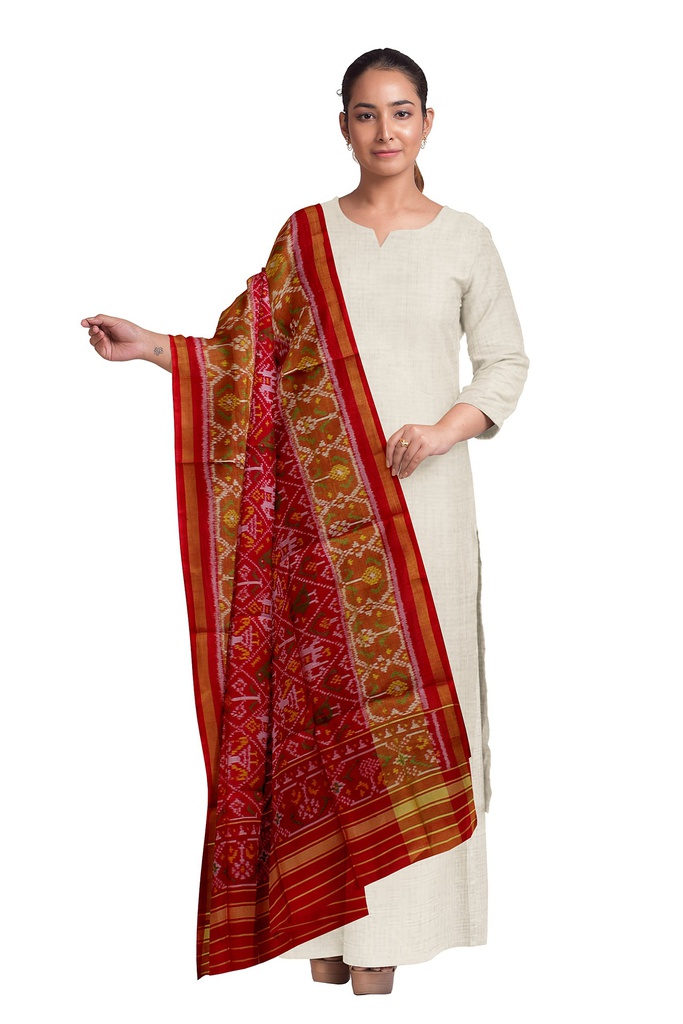 Handloom Single Ikat Patola Silk Dupatta
