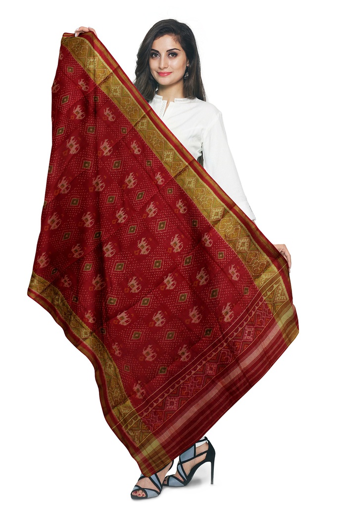 Handloom Single Ikat Patola Silk Dupatta