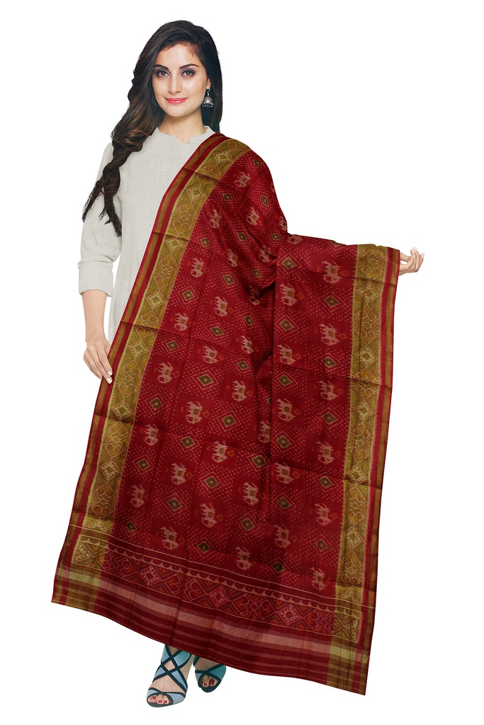Handloom Single Ikat Patola Silk Dupatta