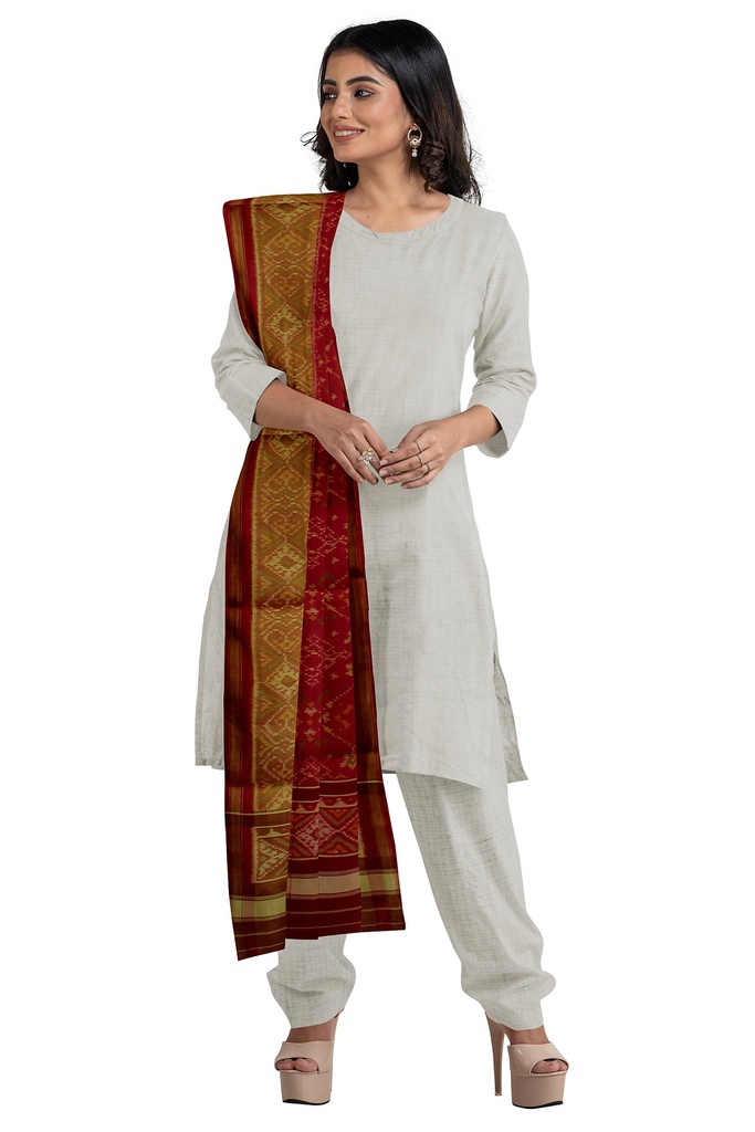 Handloom Single Ikat Patola Silk Dupatta