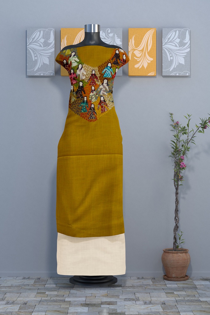 Handcrafted Applique Work Cotton Kurti Material