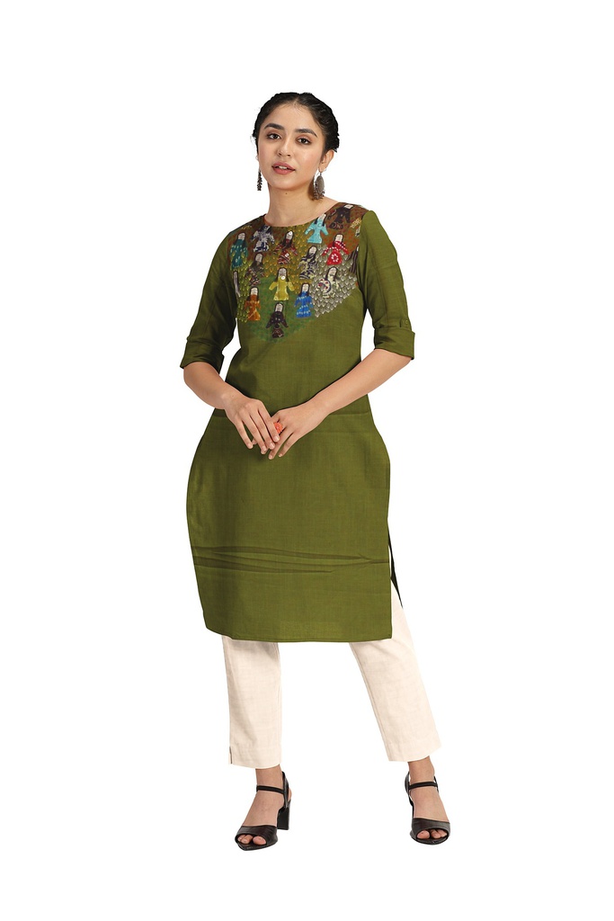 Handcrafted Applique Work Cotton Kurti Material