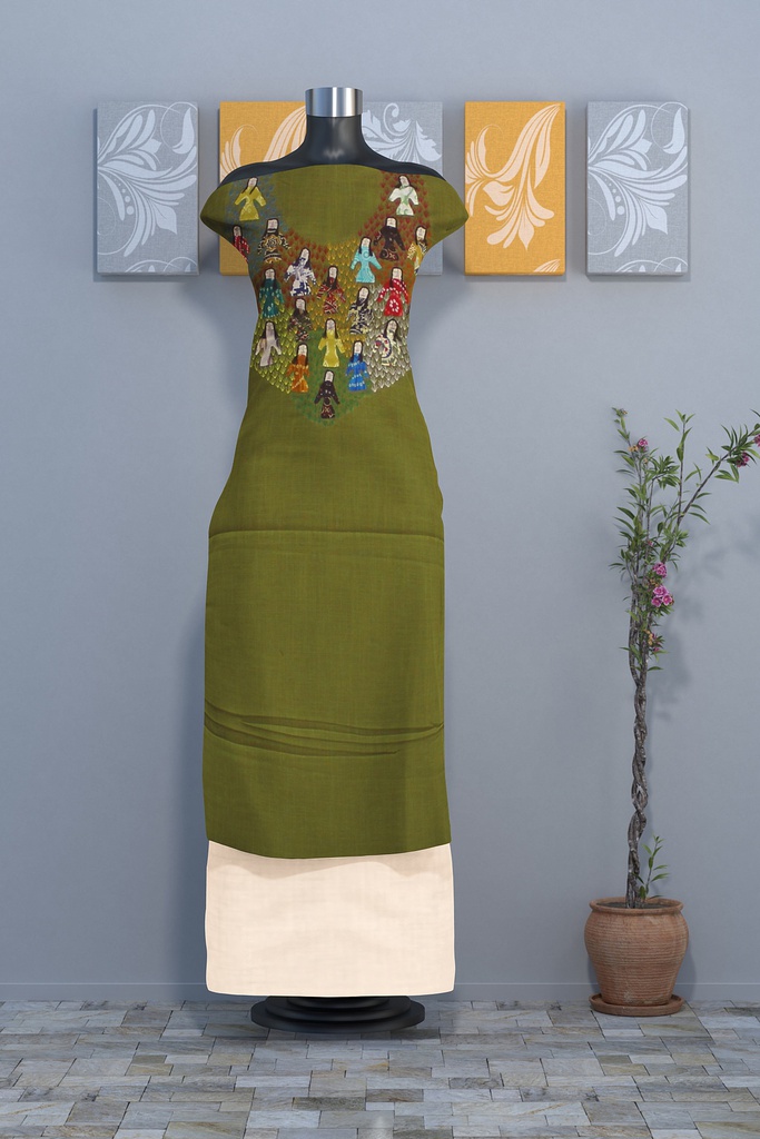 Handcrafted Applique Work Cotton Kurti Material