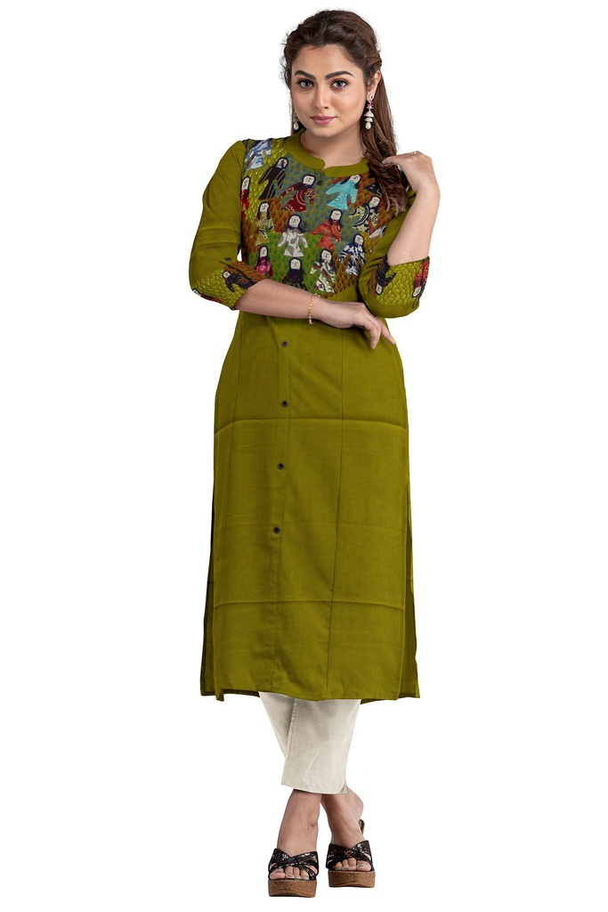Handcrafted Applique Work Cotton Kurti Material