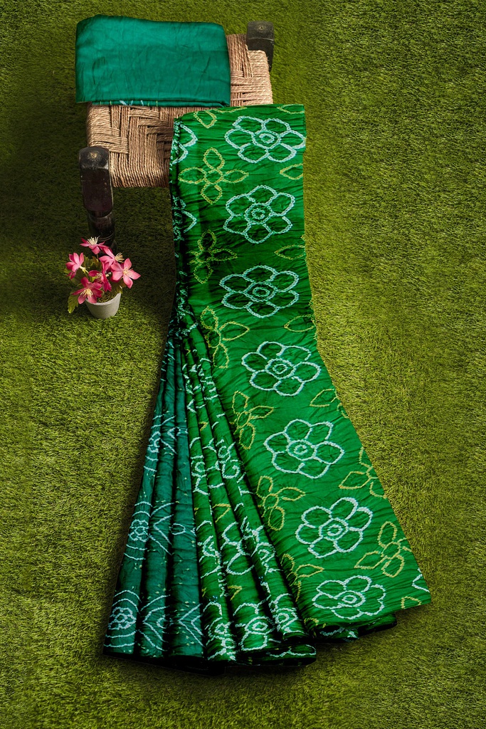 Hand Dyed Gaji Silk Bandhani Saree