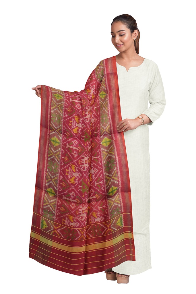 Handloom Single Ikat Patola Silk Dupatta