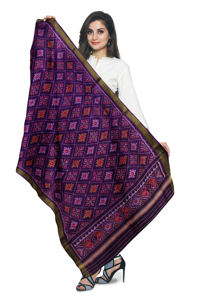 Handloom Single Ikat Patola Silk Dupatta