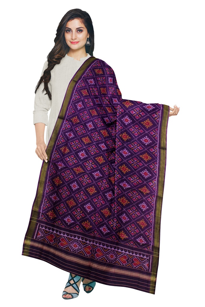Handloom Single Ikat Patola Silk Dupatta