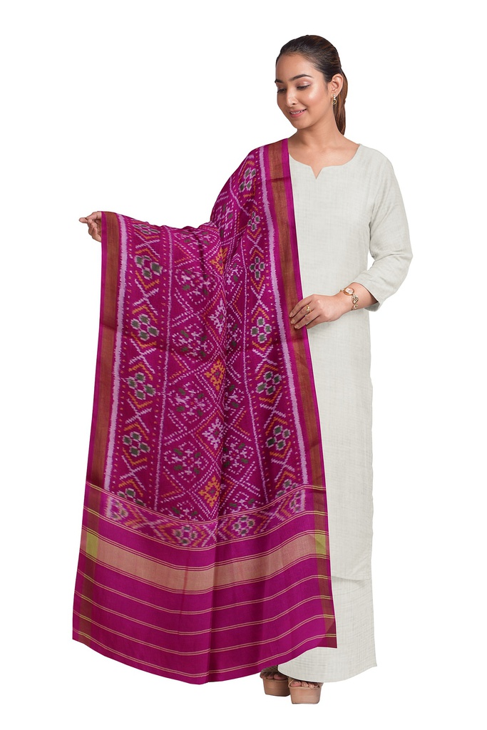Handloom Single Ikat Patola Silk Dupatta