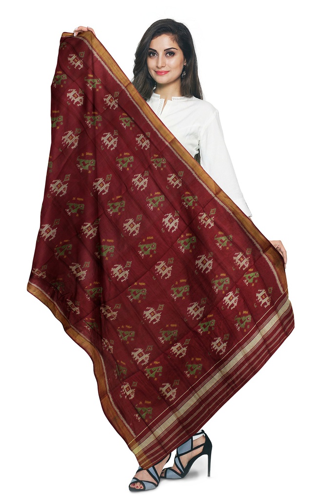 Handloom Single Ikat Patola Silk Dupatta