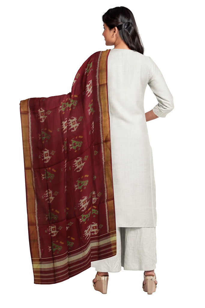 Handloom Single Ikat Patola Silk Dupatta